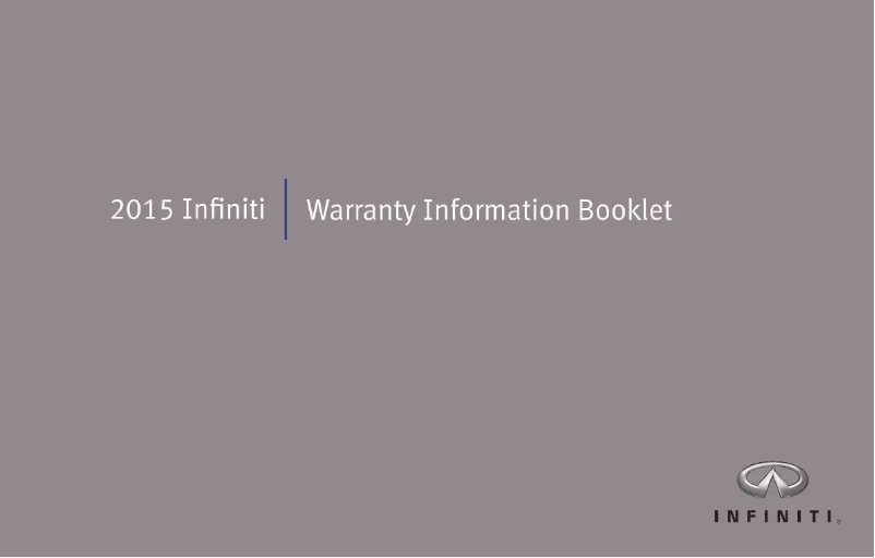 Page n°1 - Informations de garantie Infiniti QX70 (2015)
