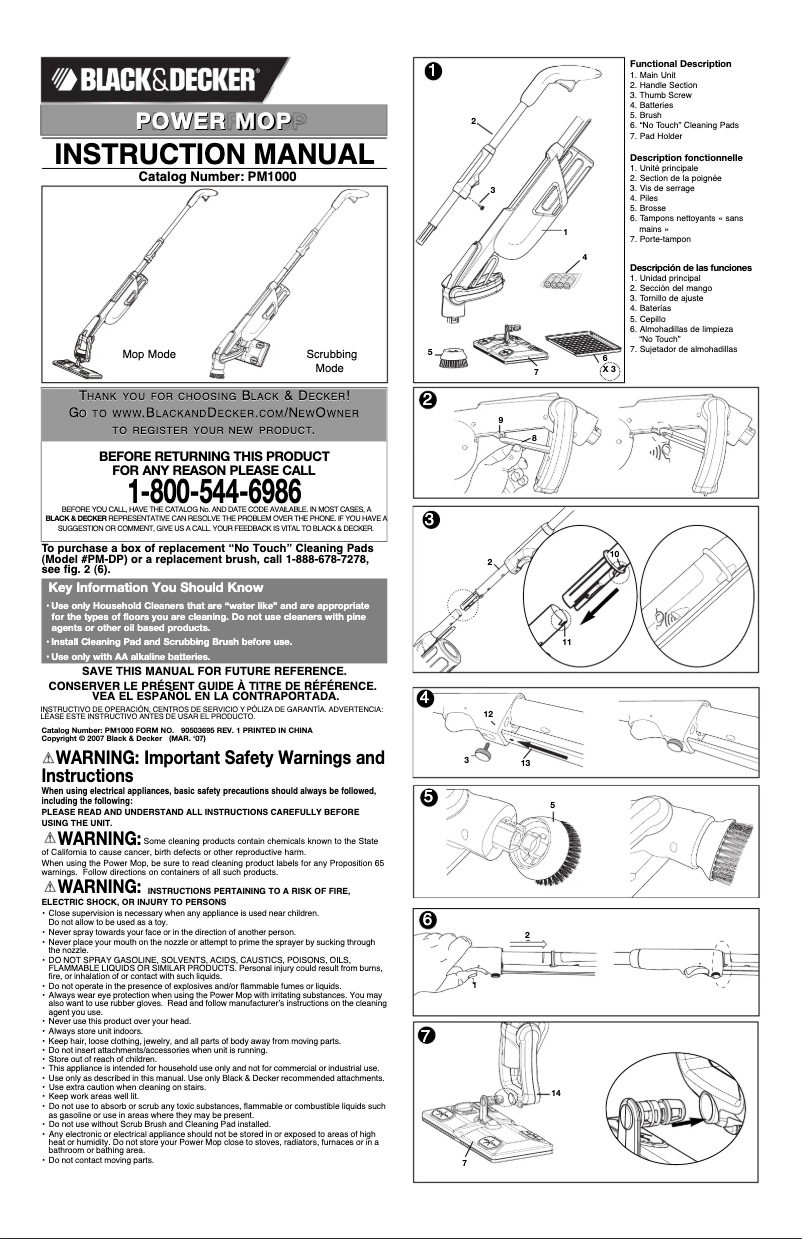 Page n°1 - Manuel utilisateur Black & Decker PM1000