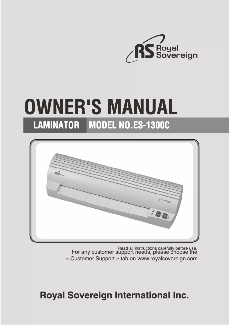 Page n°1 - Manuel utilisateur Royal Sovereign ES-1300C