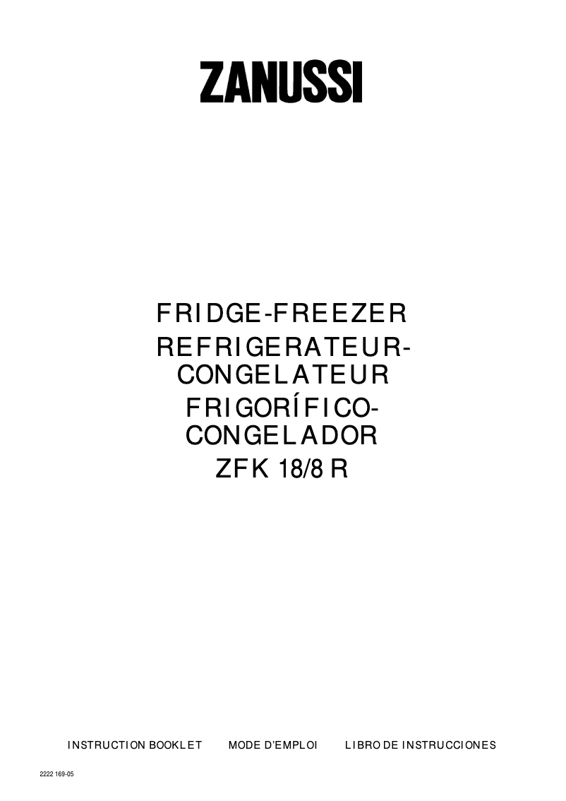 Page 1 de la notice Manuel utilisateur Zanussi ZFK 18/8 r