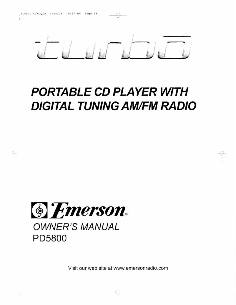 Page 1 de la notice Manuel utilisateur Emerson PD5800