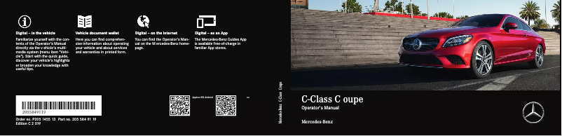 Page 1 de la notice Manuel utilisateur Mercedes-Benz C-Class Coupe (2019)