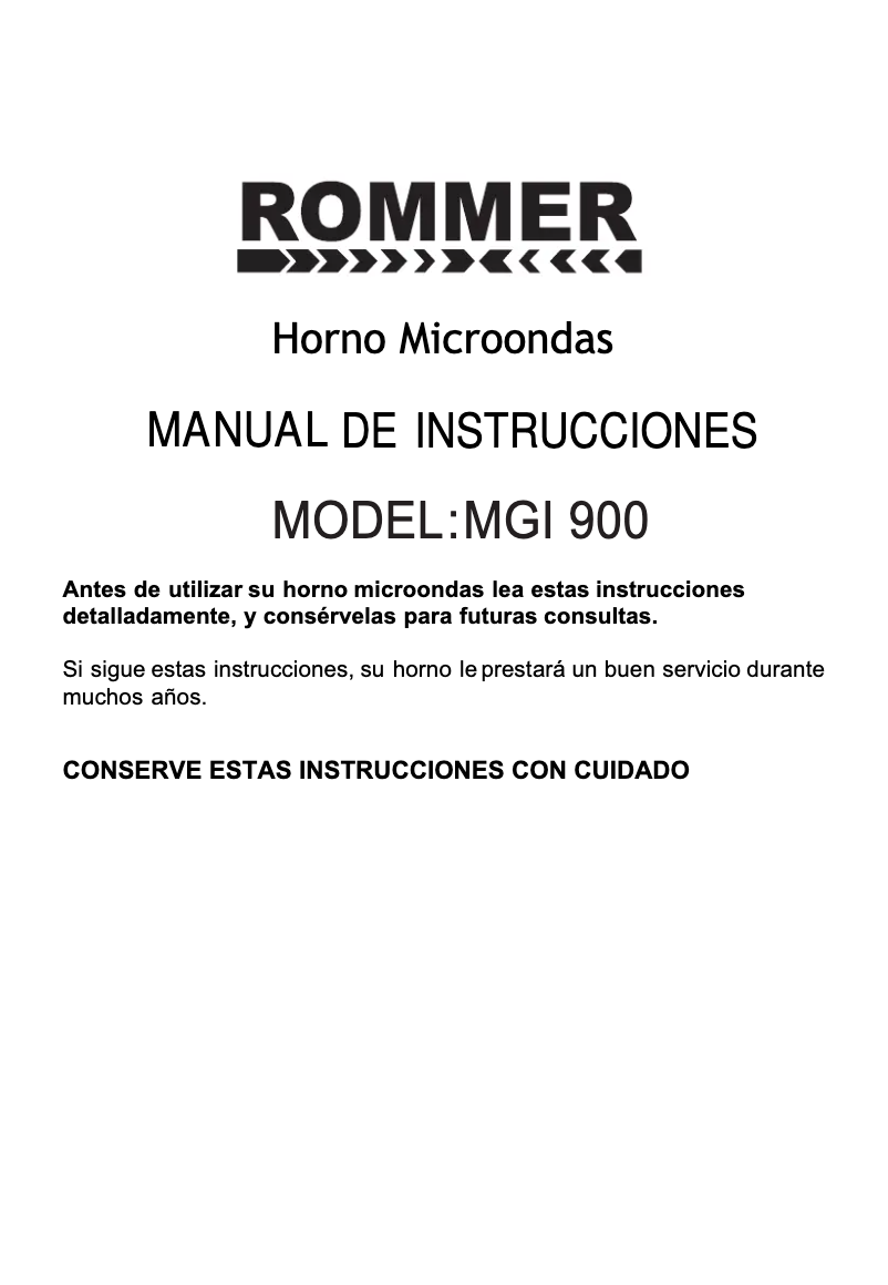 Image de la première page du manuel de l'appareil MGI 900