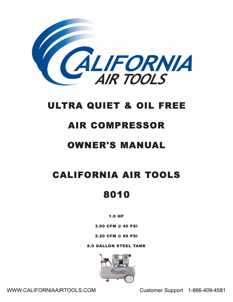 Page n°1 - Manuel utilisateur California Air Tools 8010