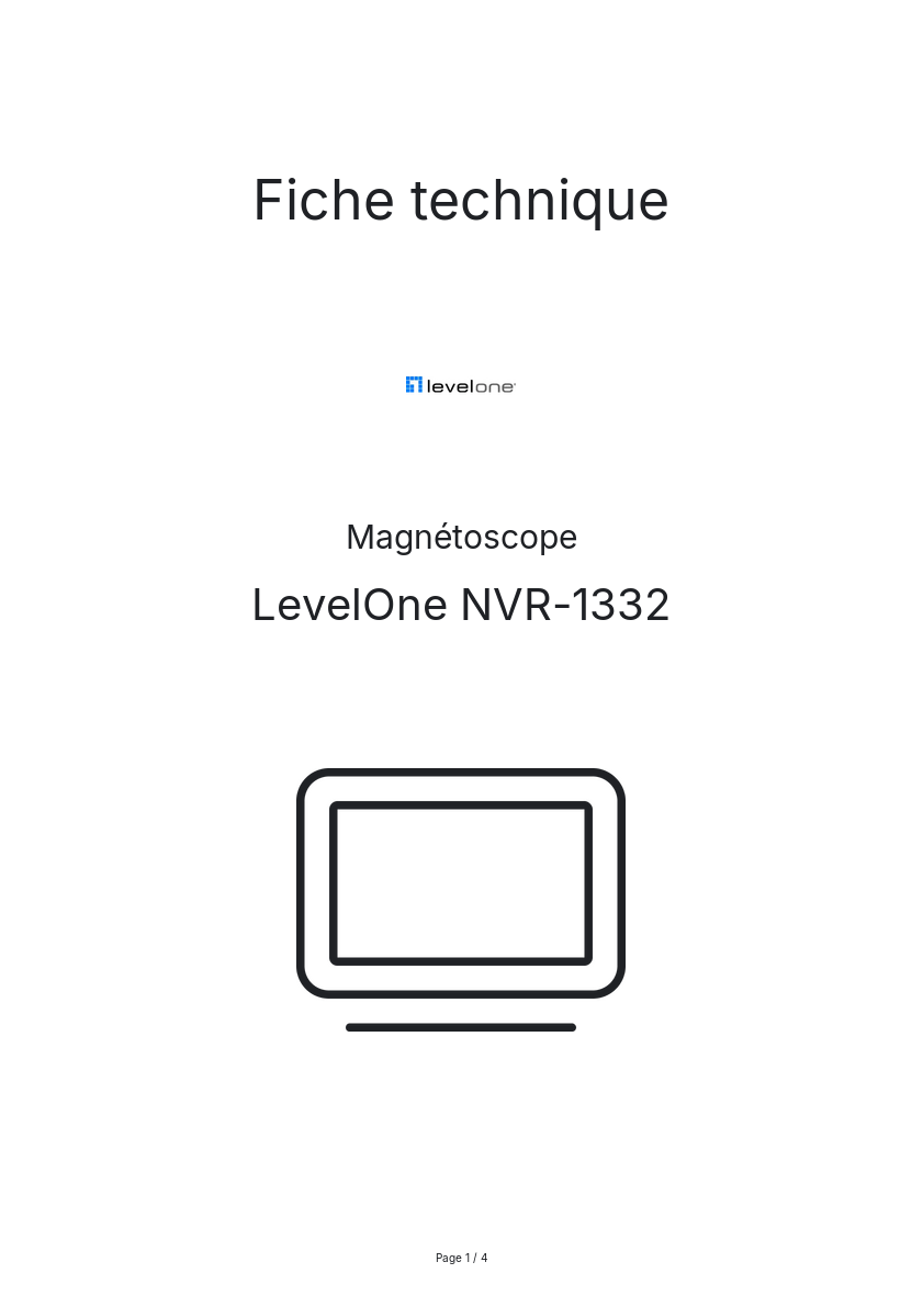 Page n°1 - Fiche technique LevelOne NVR-1332