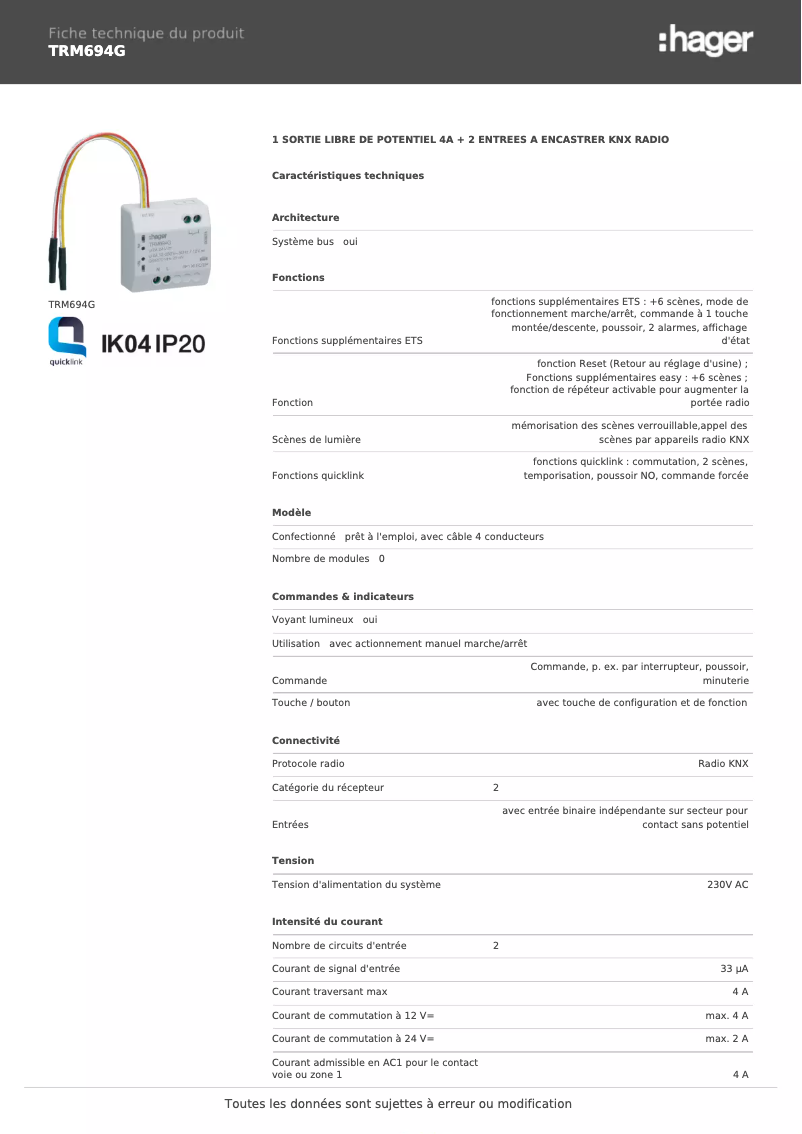 Image de la première page du manuel de l'appareil TRM694G