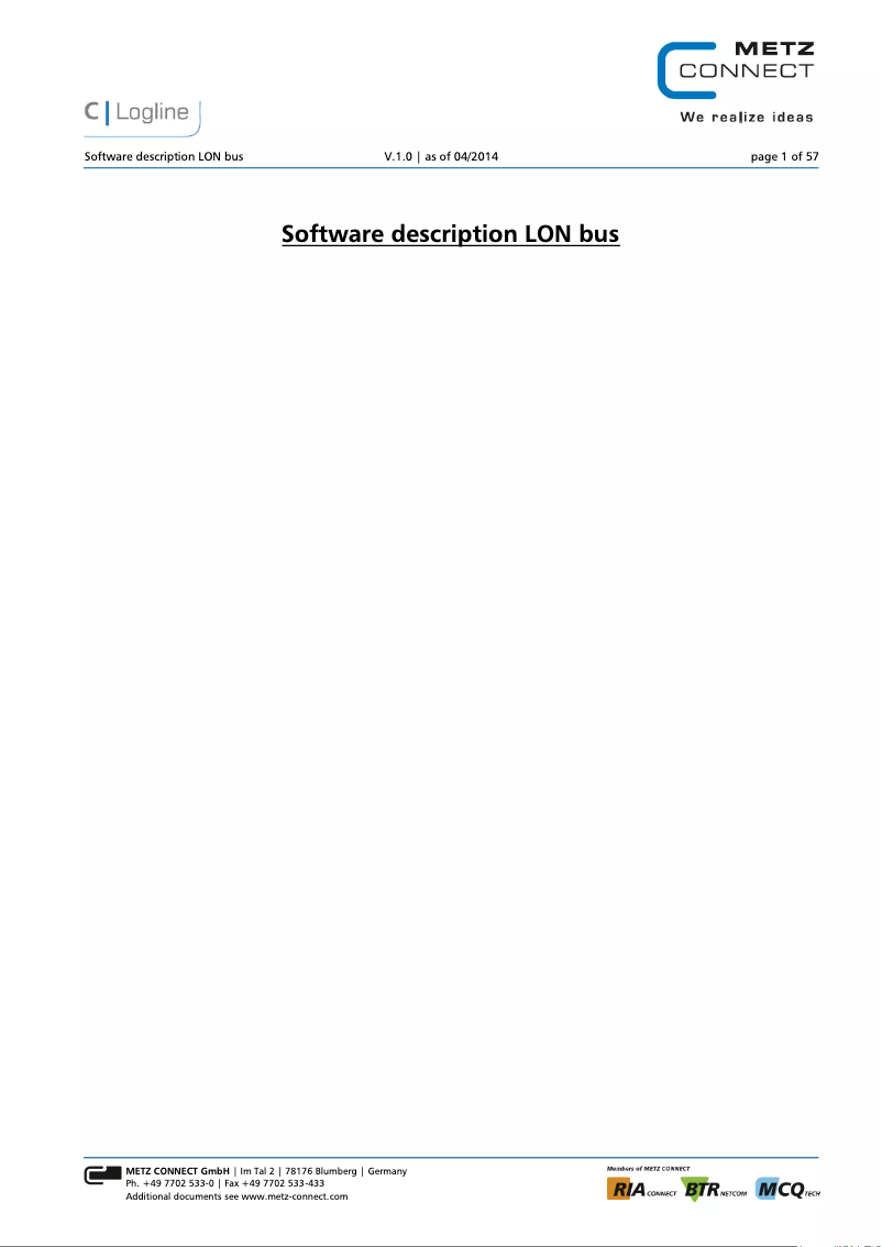 Page n°1 - Manuel utilisateur Metz Connect LF-TP LON