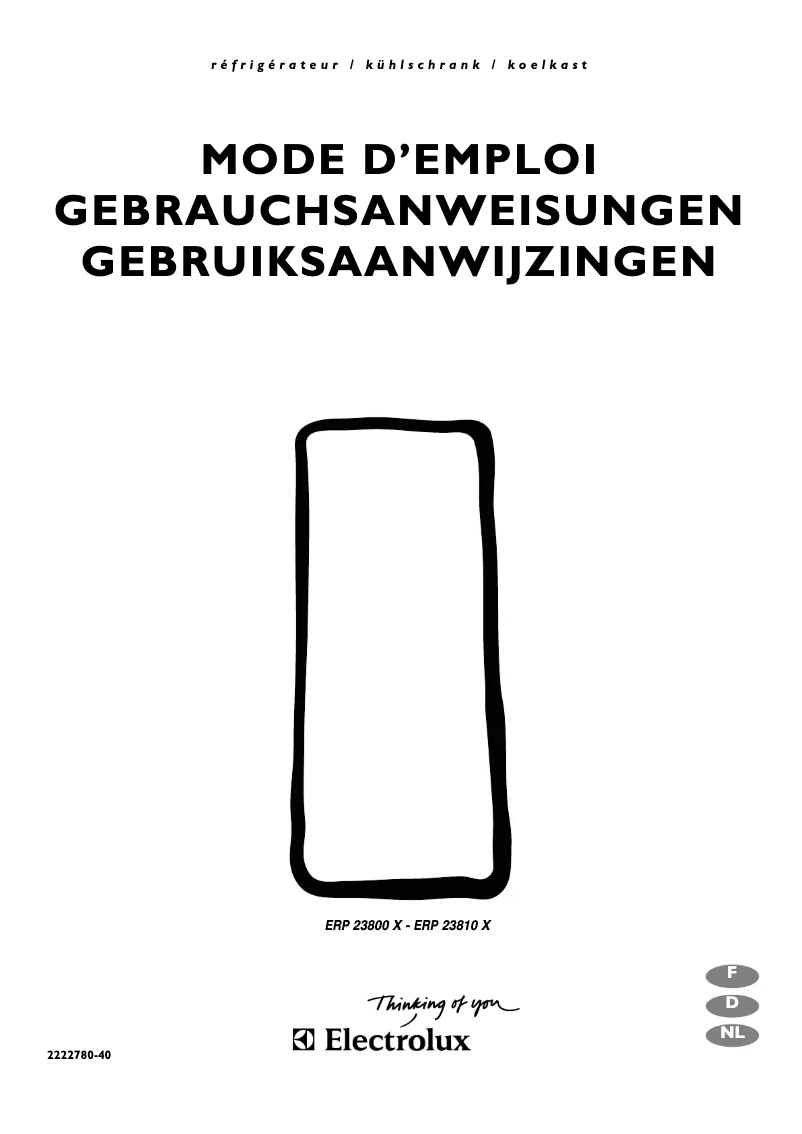 Page 1 de la notice Manuel utilisateur Electrolux ERP 23810
