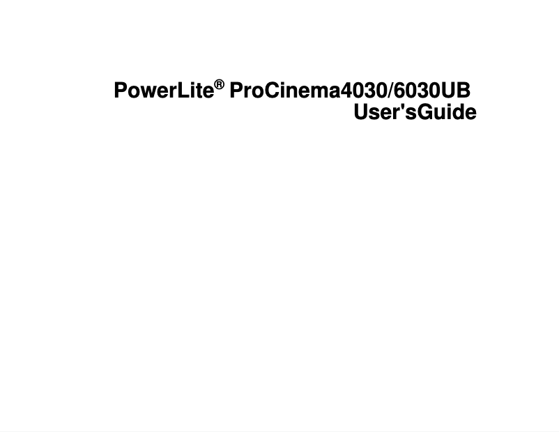 Image de la première page du manuel de l'appareil PowerLite Pro Cinema 6030UB