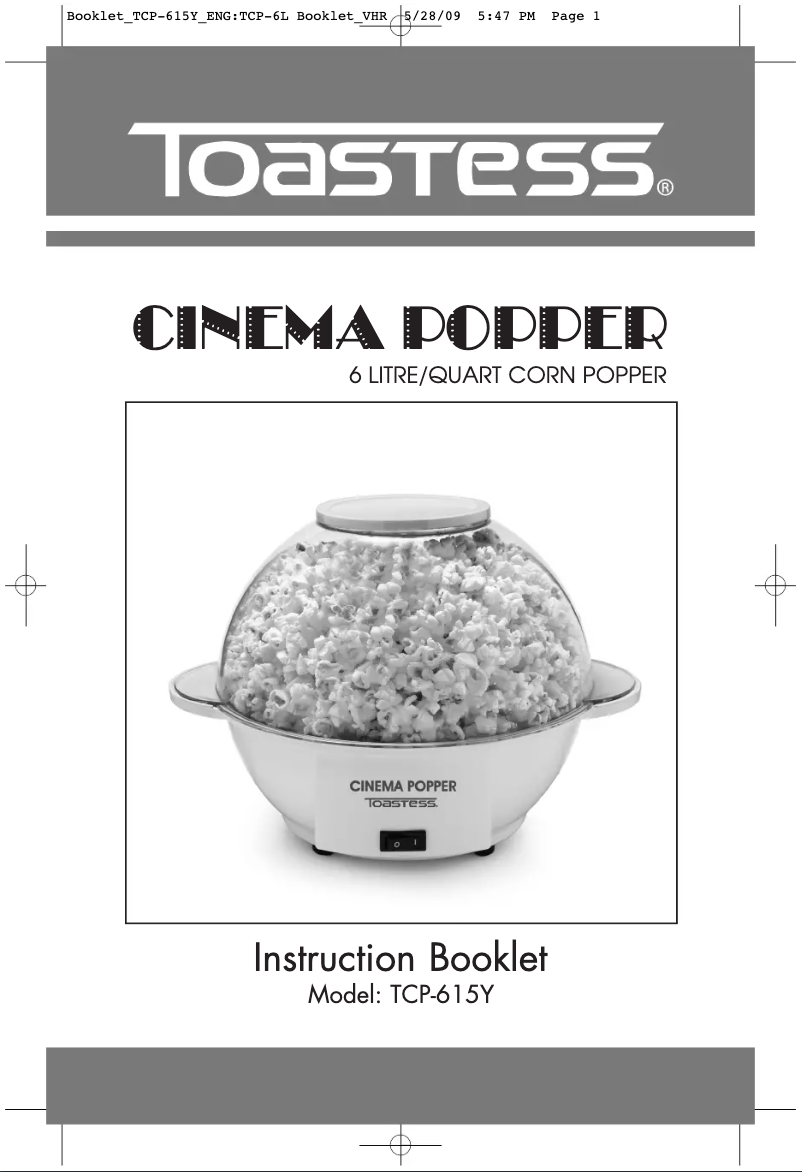 Page 1 de la notice Manuel utilisateur Toastess Cinema Popper TCP-615Y