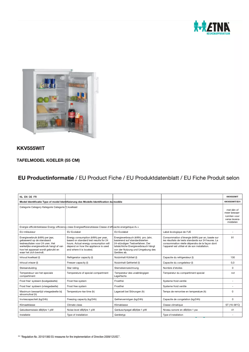 Image de la première page du manuel de l'appareil KKV555WIT