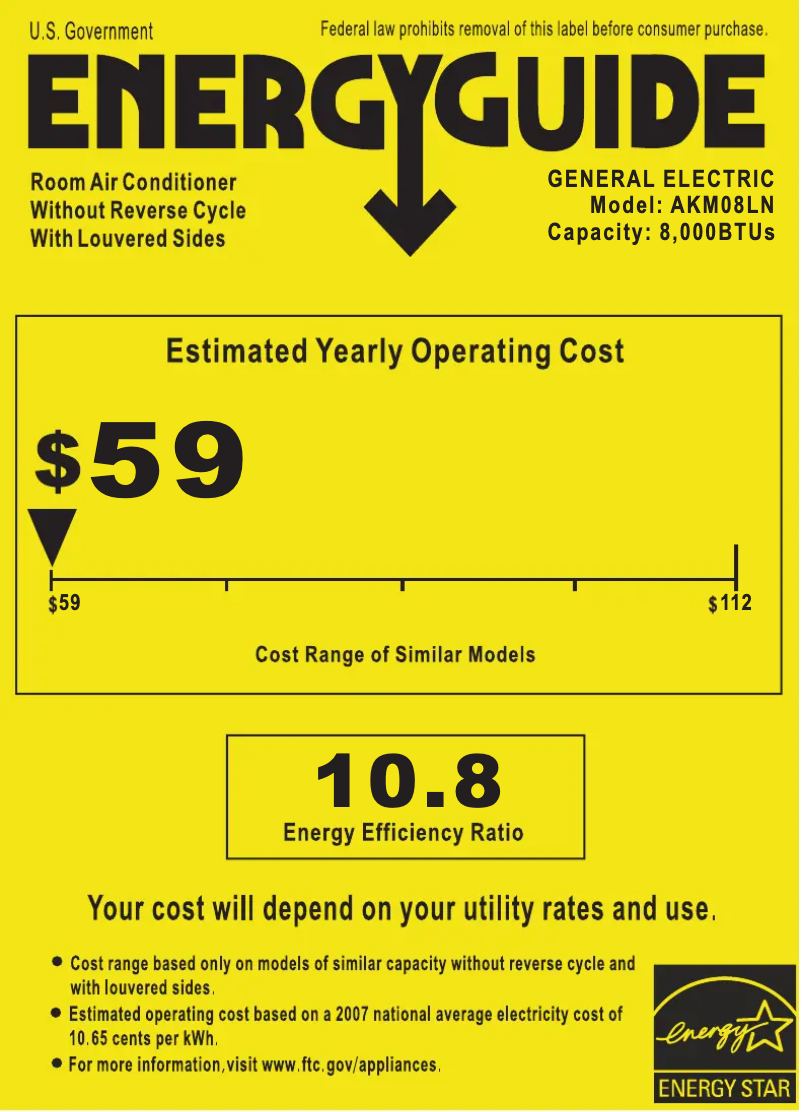 Página 1 del manual Etiqueta energética GE AKM08LN