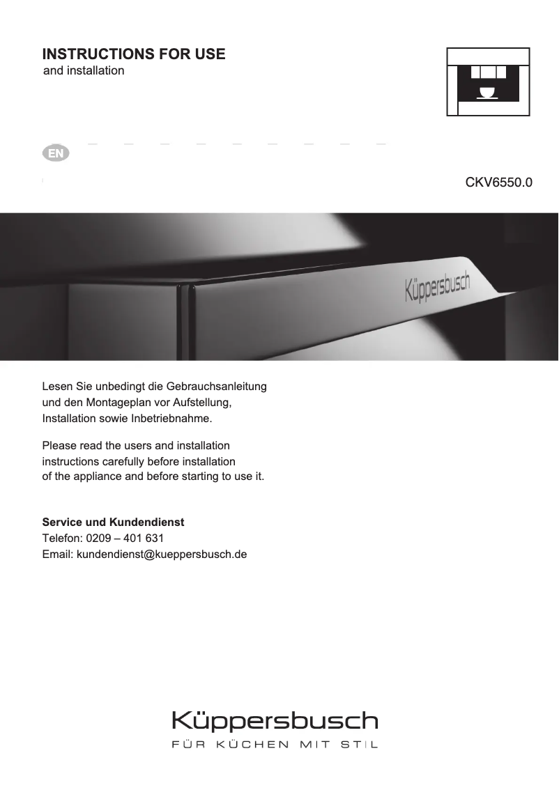 Page n°1 - Manuel utilisateur Küppersbusch CKV6550.0G