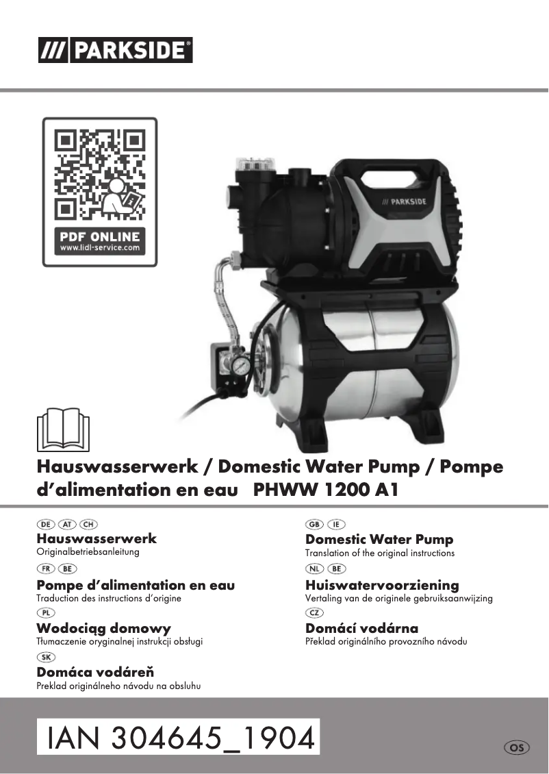 Página 1 del manual Manual de usuario Parkside PHWW 1200 A1