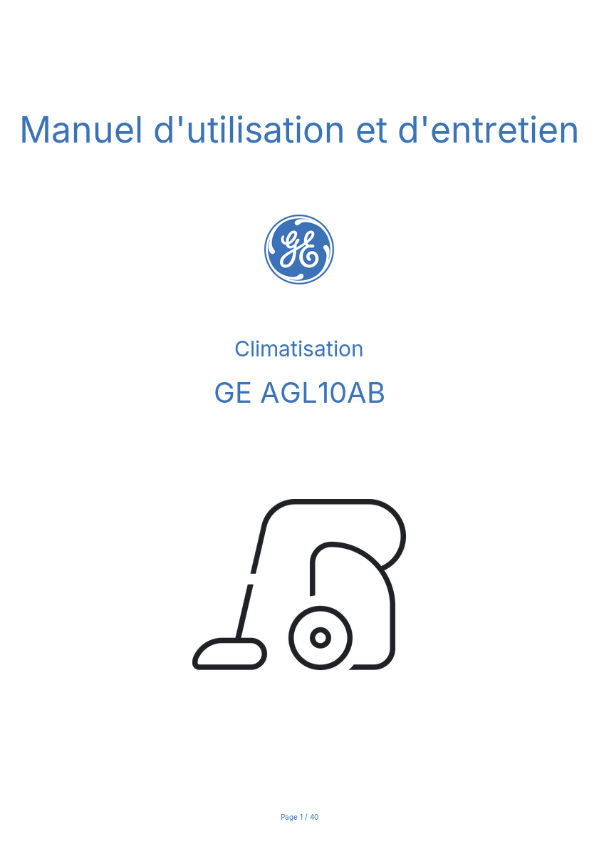 Image de la première page du manuel de l'appareil AGL10AB
