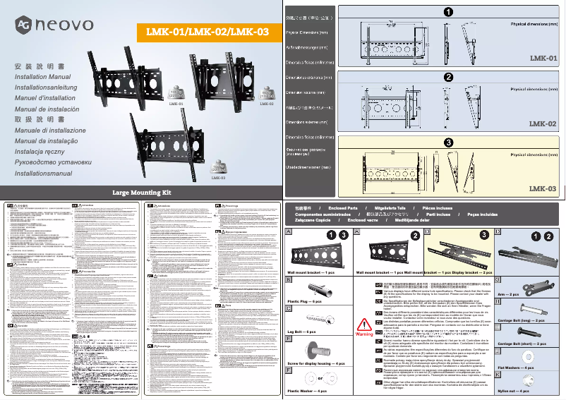 Page 1 de la notice Manuel utilisateur AG Neovo LMK-01