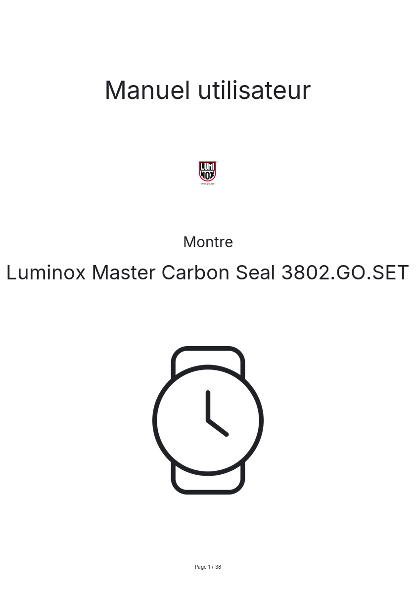 Image de la première page du manuel de l'appareil Master Carbon Seal 3802.GO.SET