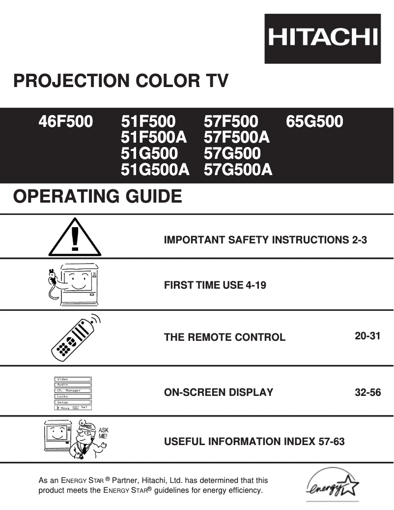 Page n°1 - Manuel utilisateur Hitachi 57F500A