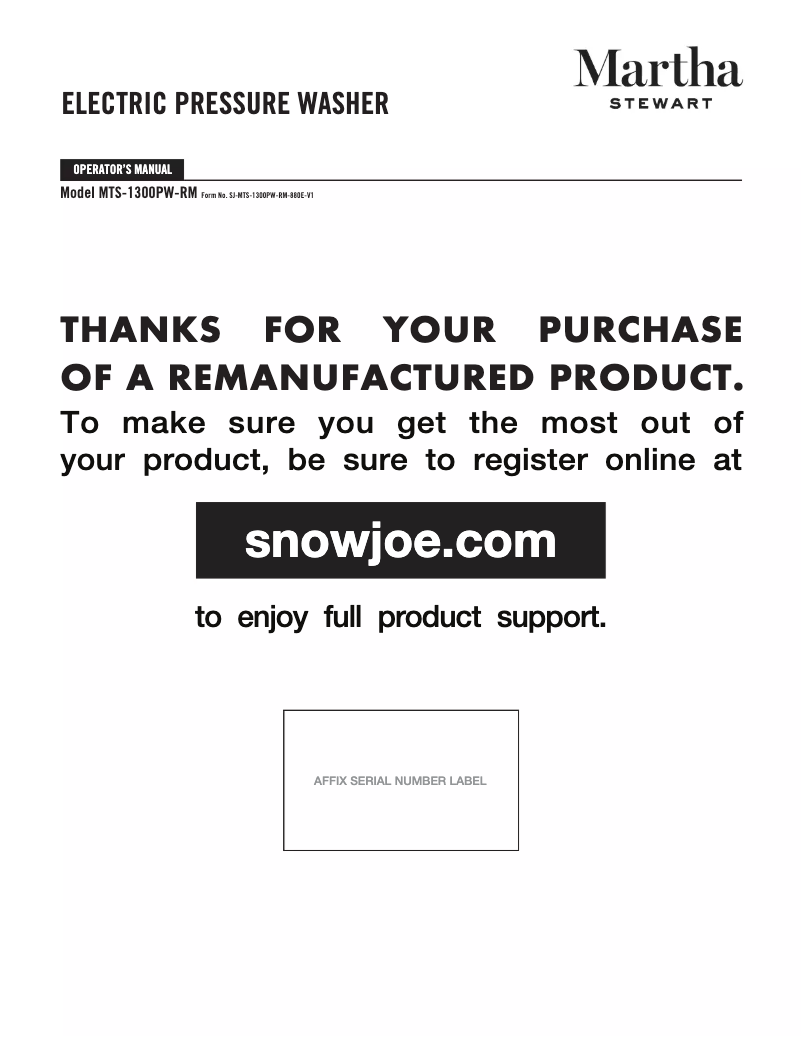 Page n°1 - Manuel utilisateur Martha Stewart MTS-1300PW-RM