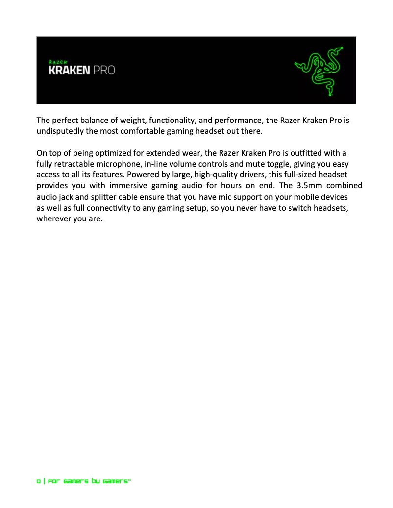 Image de la première page du manuel de l'appareil Kraken Tournament Edition THX