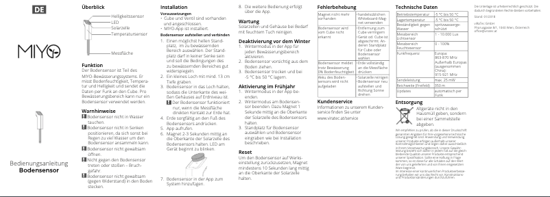 Page 1 de la notice Manuel utilisateur MIYO Bodensensor