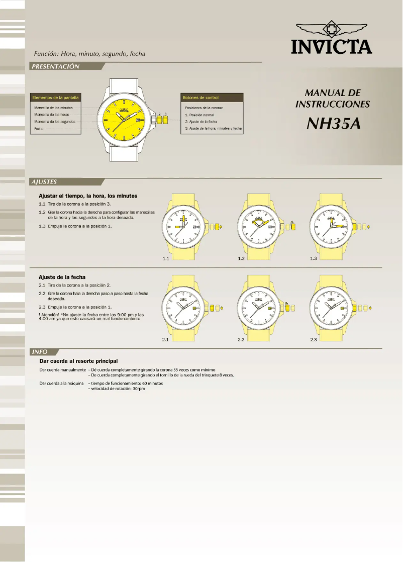 Page n°1 - Manuel utilisateur Invicta Pro Diver 29498