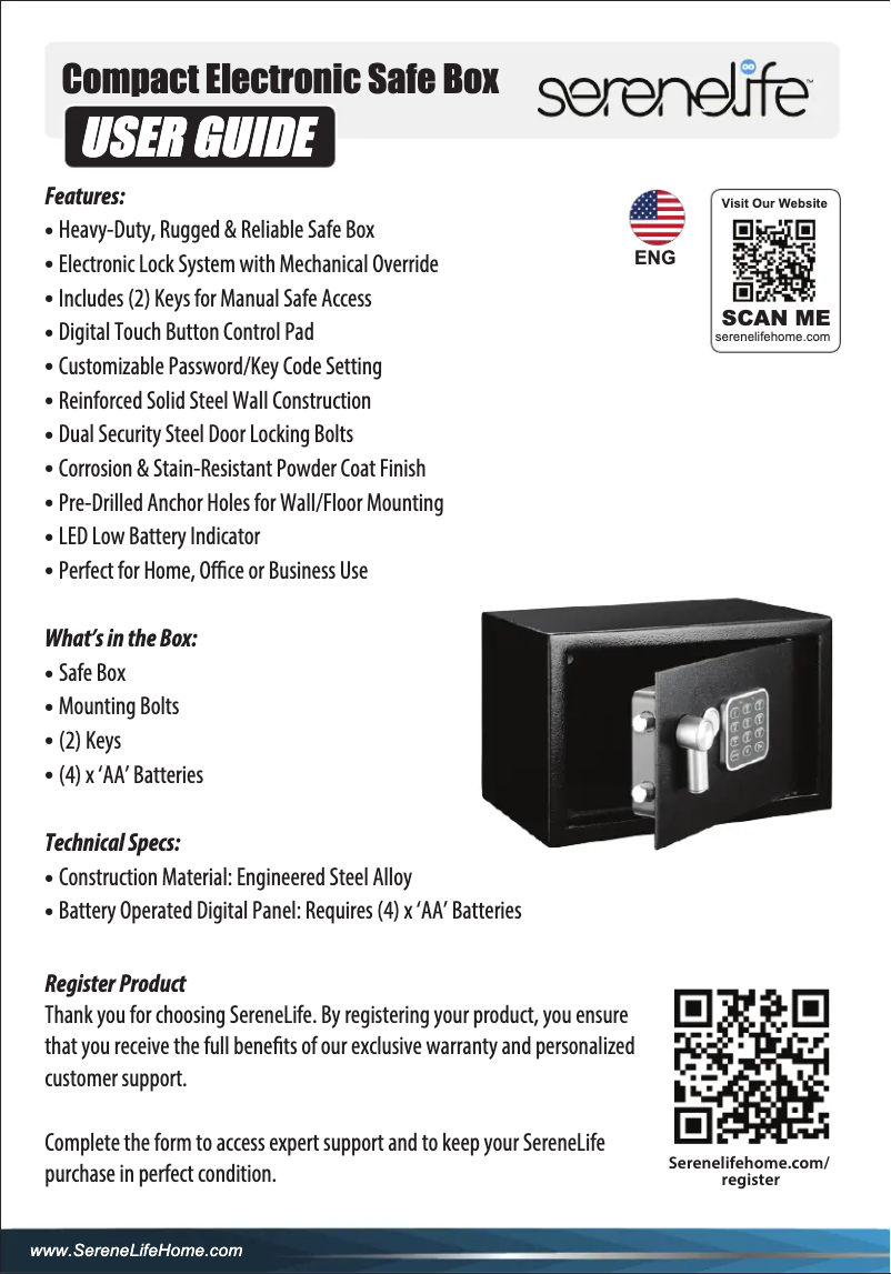 Page 1 de la notice Manuel utilisateur SereneLife SLSFE12