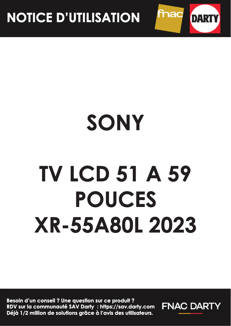 Page 1 de la notice Manuel utilisateur Sony XR-55A80L
