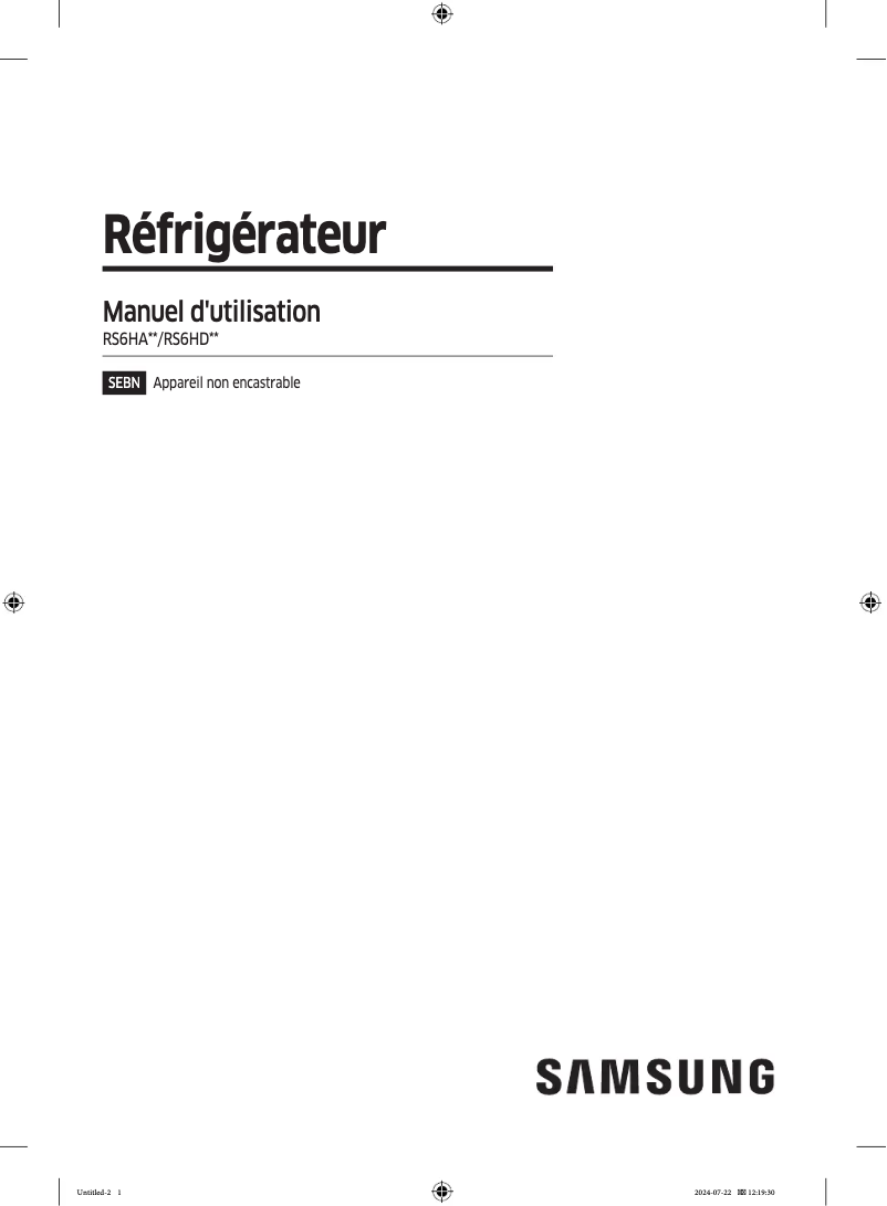 Page 1 de la notice Manuel utilisateur Samsung RH68B8541S9