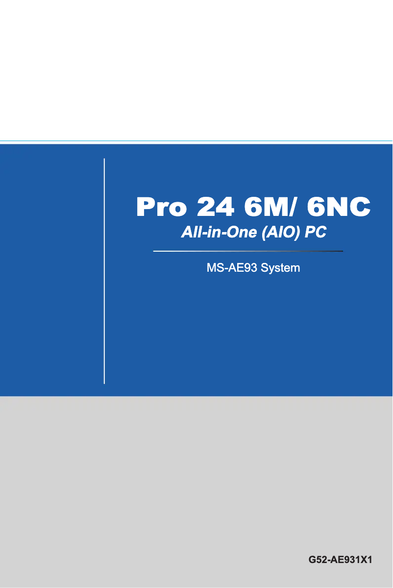 Page 1 de la notice Manuel utilisateur MSI Wind Top PRO 24T 6M