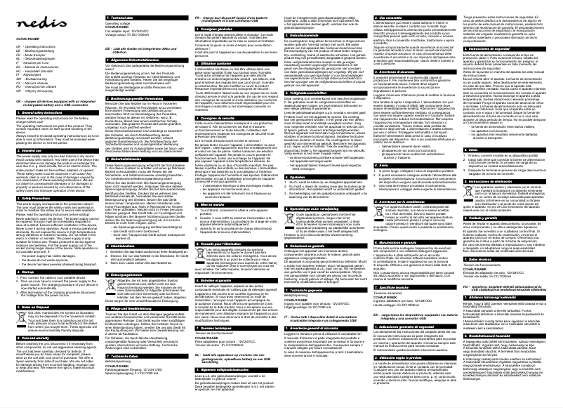 Page 1 de la notice Manuel utilisateur Nedis CCHAU100ABK