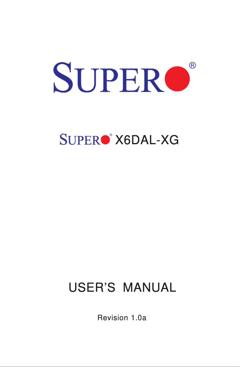 Image de la première page du manuel de l'appareil X6DAL-XG