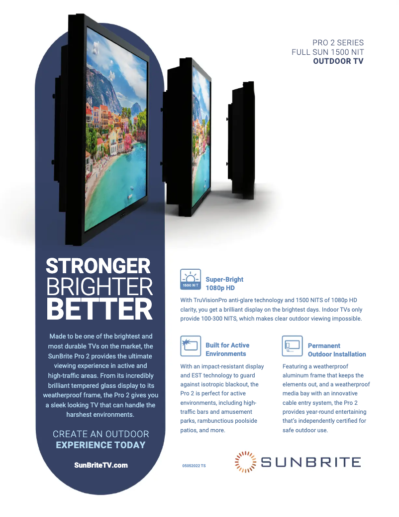 Page n°1 - Fiche technique SunBriteTV SB-P2-32-1K-BL