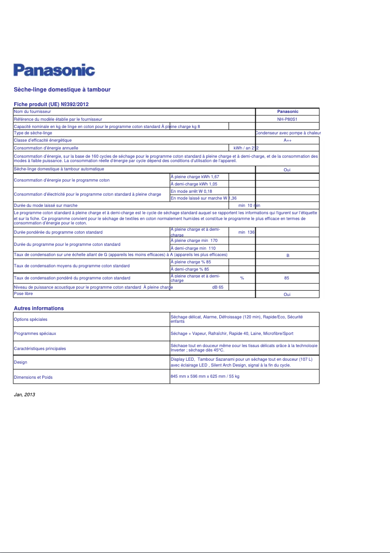 Image de la première page du manuel de l'appareil NH-P80S1