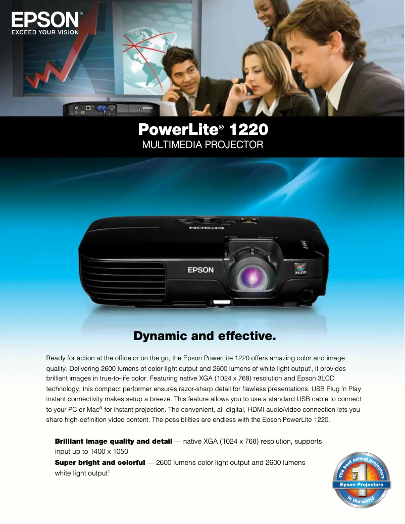 Page 1 de la notice Brochure Epson PowerLite 1220