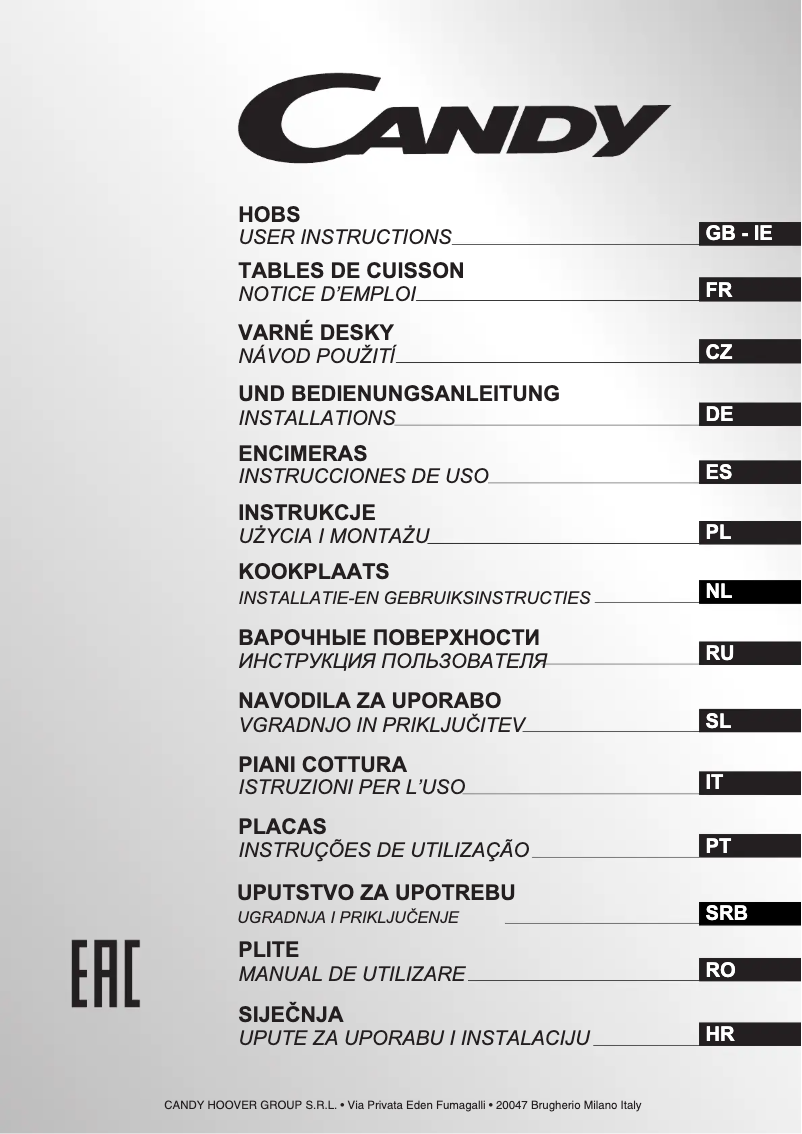Page 1 de la notice Manuel utilisateur Candy CVG64SPB