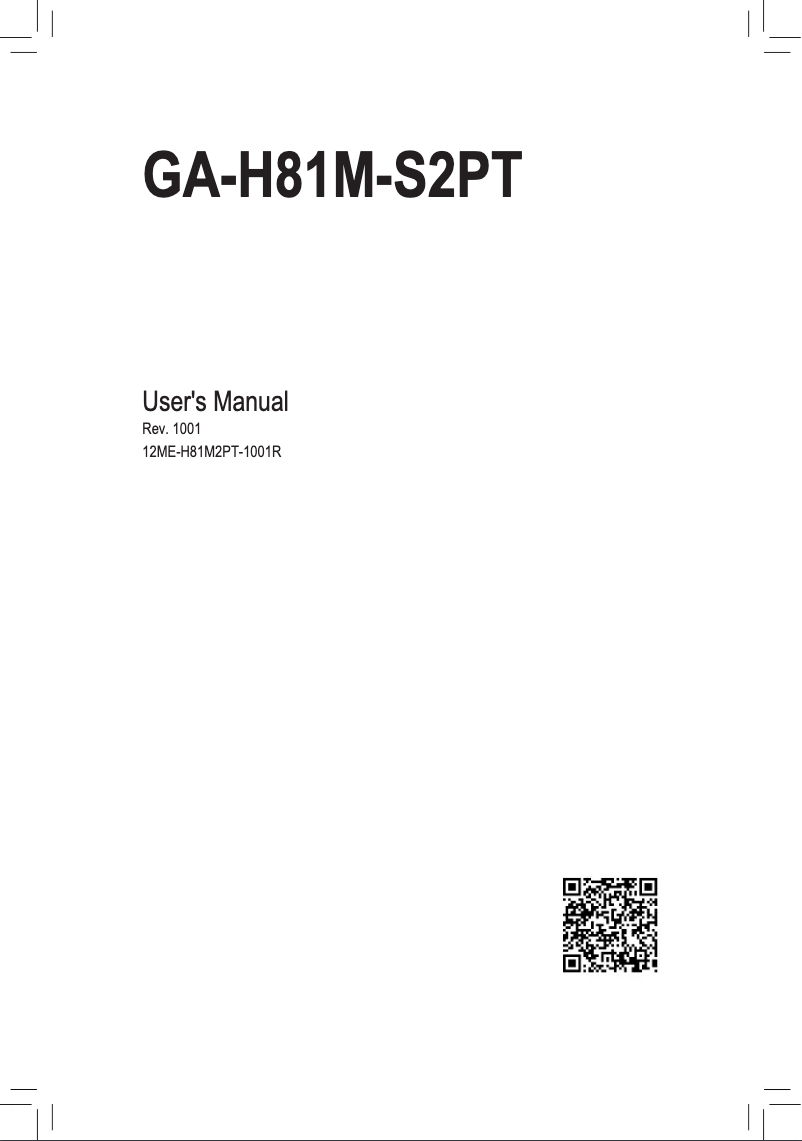 Page 1 de la notice Manuel utilisateur Gigabyte GA-H81M-S2PT