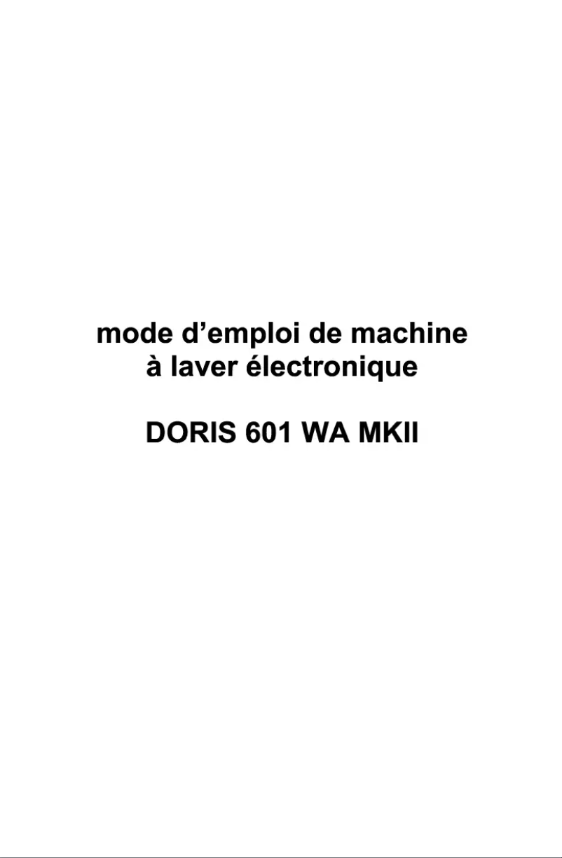 Image de la première page du manuel de l'appareil DORIS 601 WA MKII