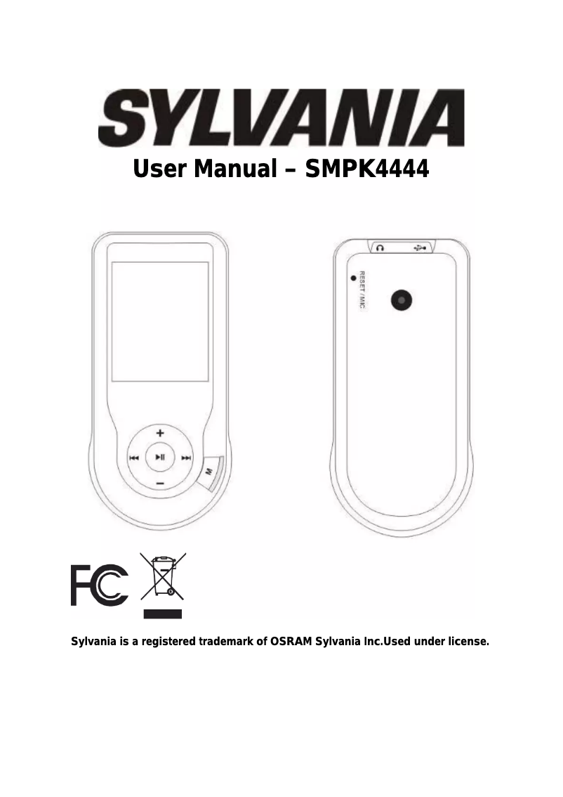 Page 1 de la notice Manuel utilisateur Sylvania SMPK4444
