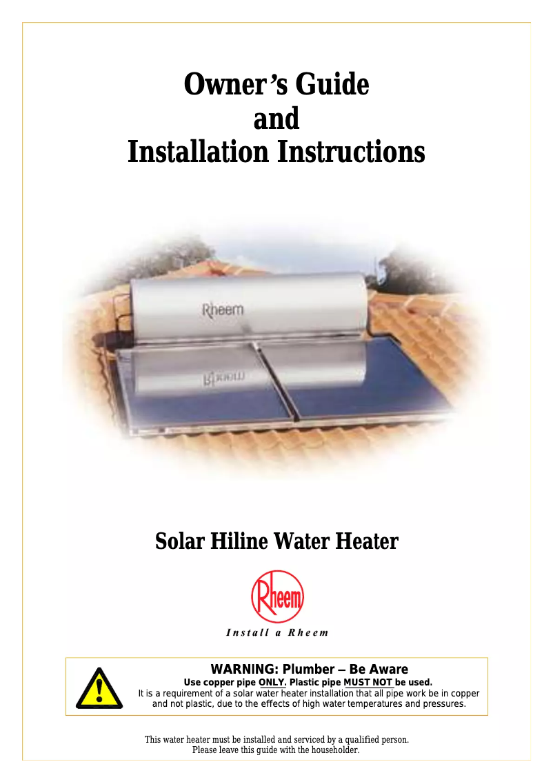 Page n°1 - Manuel utilisateur Rheem 52S300
