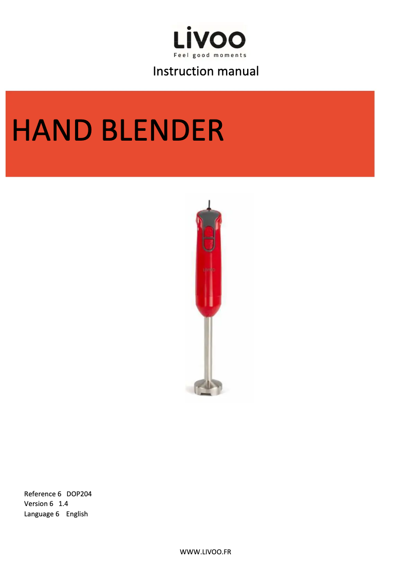 Page 1 de la notice Manuel utilisateur Livoo DOP204