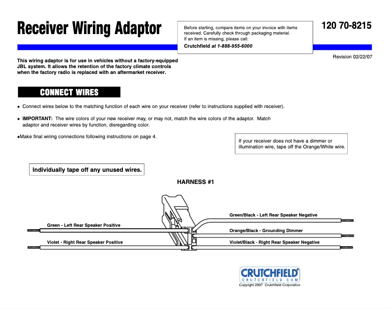 Page n°1 - Manuel utilisateur Metra 70-8215