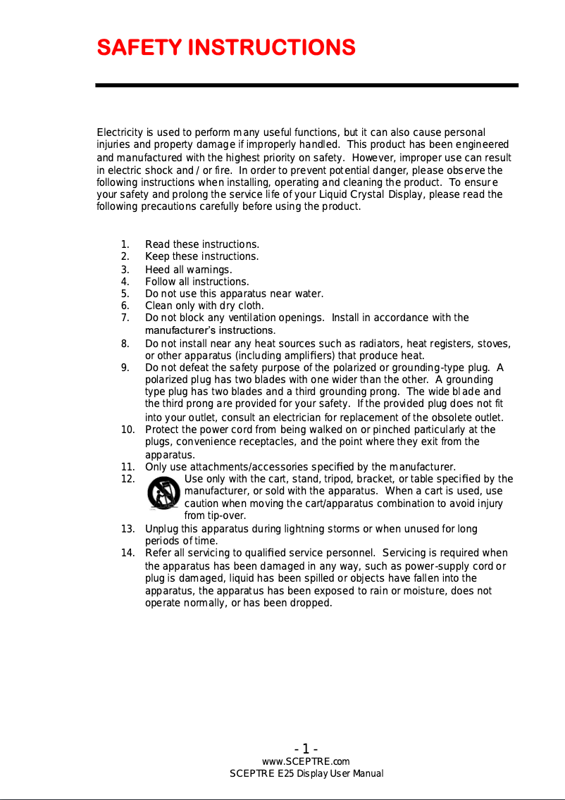 Page n°1 - Manuel utilisateur Sceptre E255B-1658A