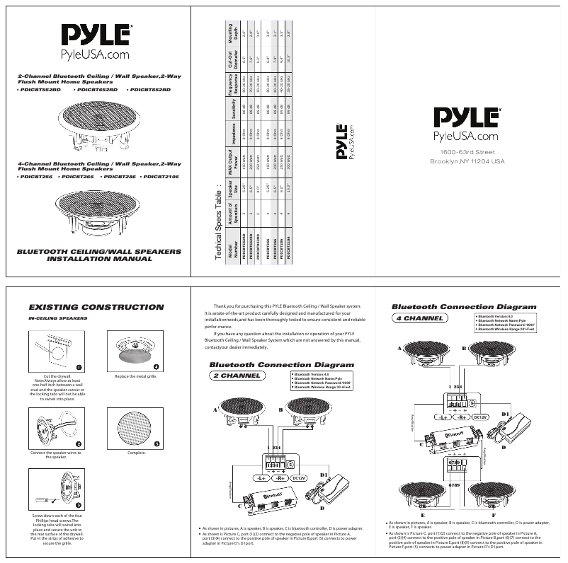 Page n°1 - Manuel utilisateur Pyle PDICBT2106