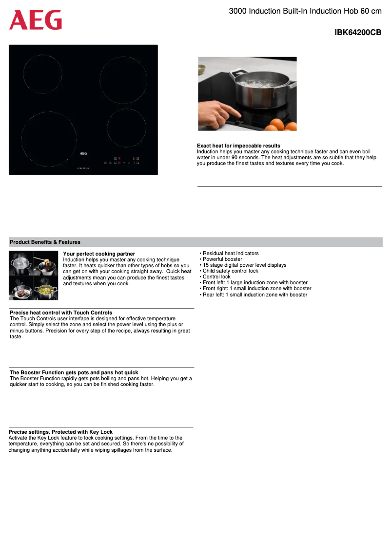Page 1 de la notice Fiche technique AEG IBK64200CB