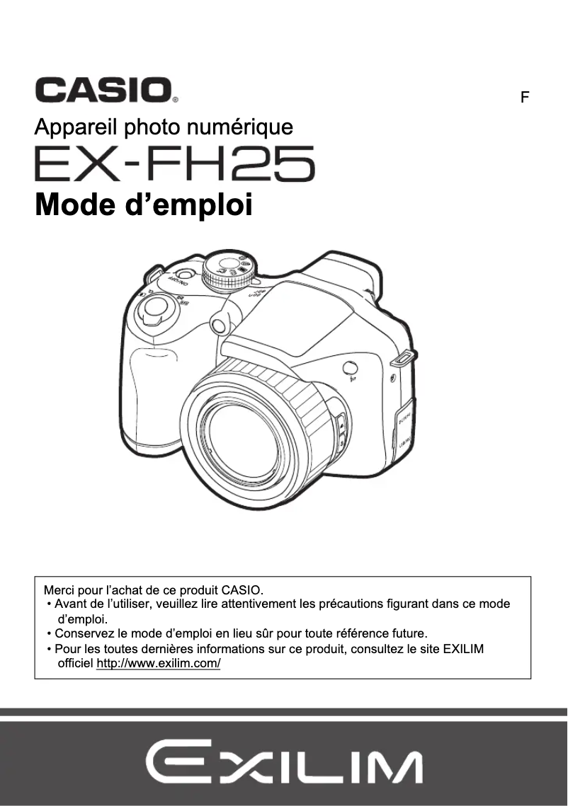 Image de la première page du manuel de l'appareil Exilim EX-FH25