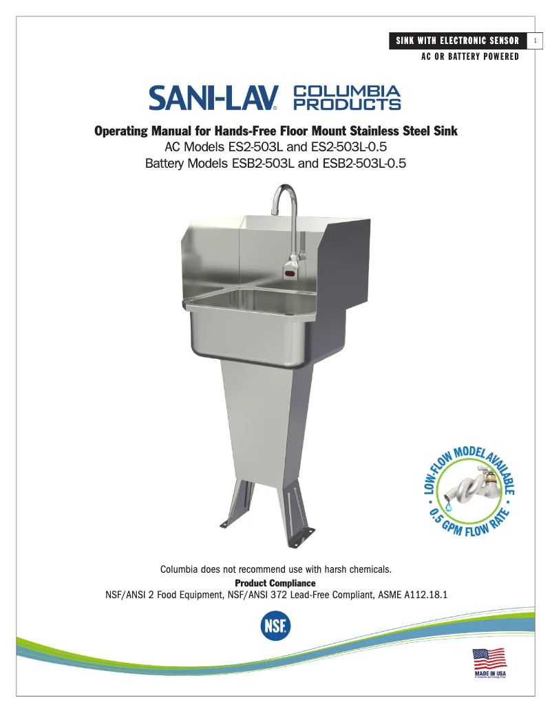 Image de la première page du manuel de l'appareil ES2-503L