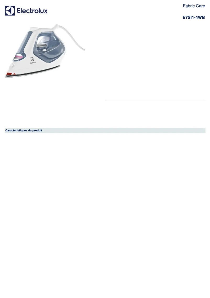 Page 1 de la notice Manuel utilisateur Electrolux Refine 700 E7SI1-4WB