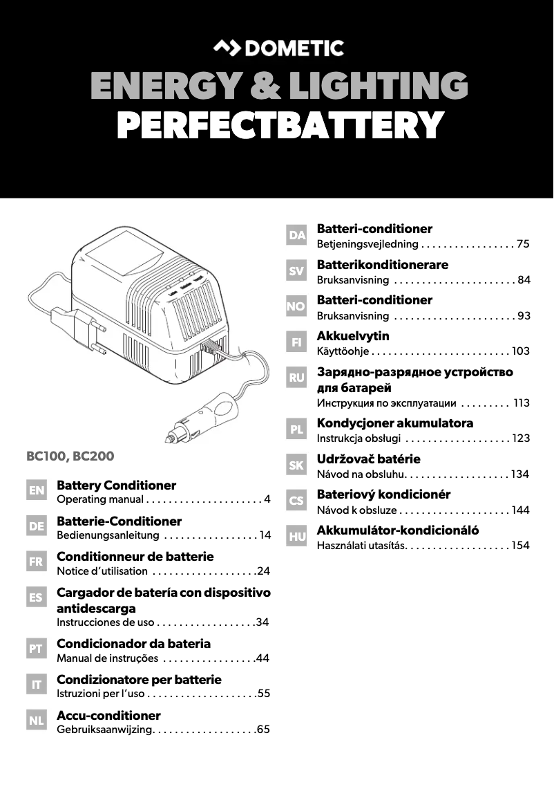 Page 1 de la notice Manuel utilisateur Dometic PerfectBattery BC 100