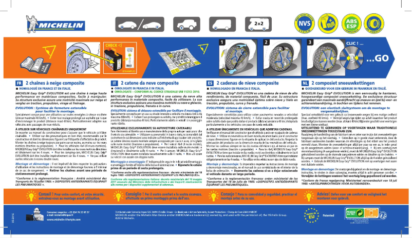 Page 1 de la notice Manuel utilisateur Michelin Easy Grip Evolution EVO 11